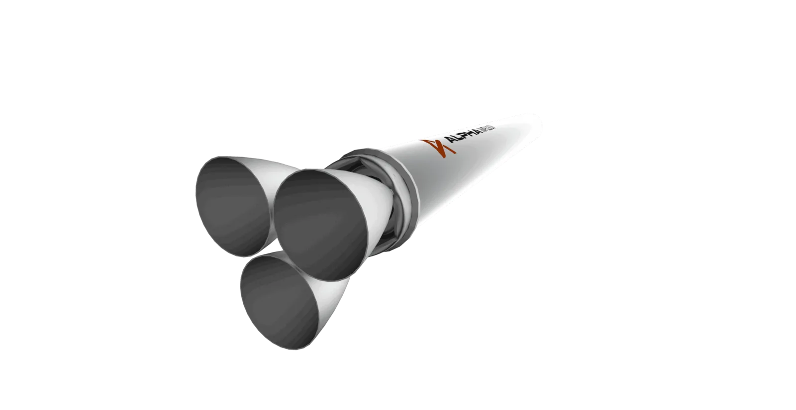 Render of Alpha Impulsion's Opal thruster assembly with three nozzles