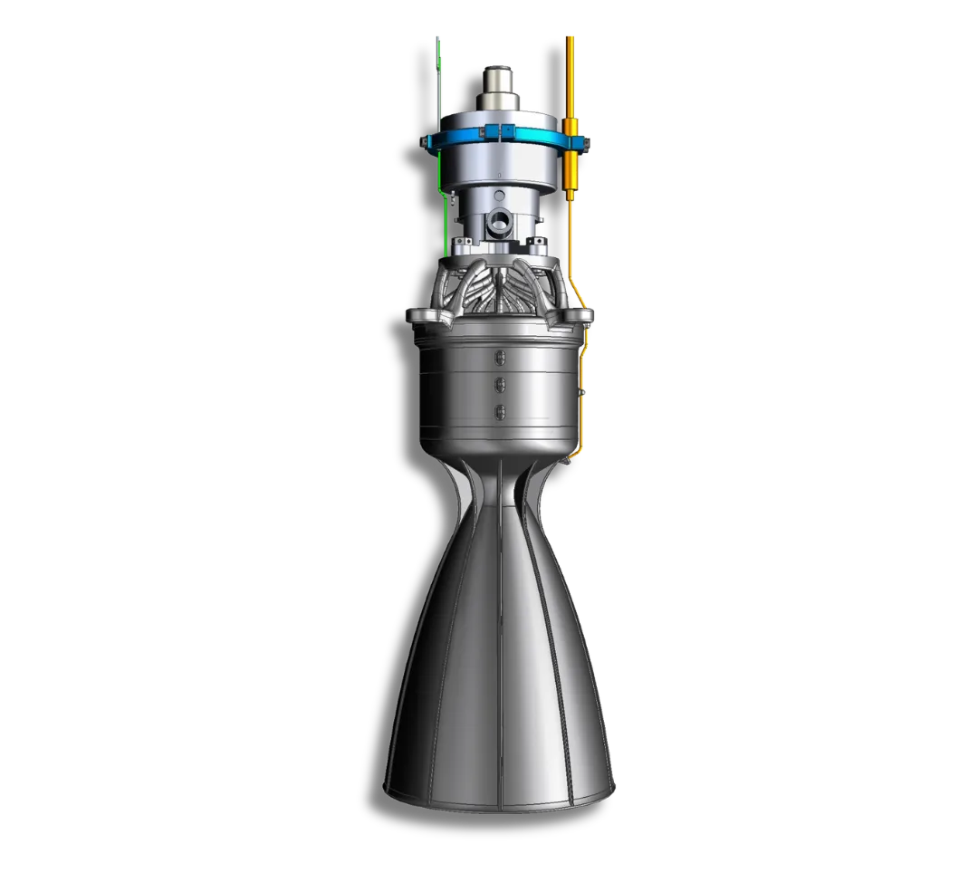 Render of Arkadia's ARIEL 250 N class hydrogen peroxide thruster with its bell nozzle