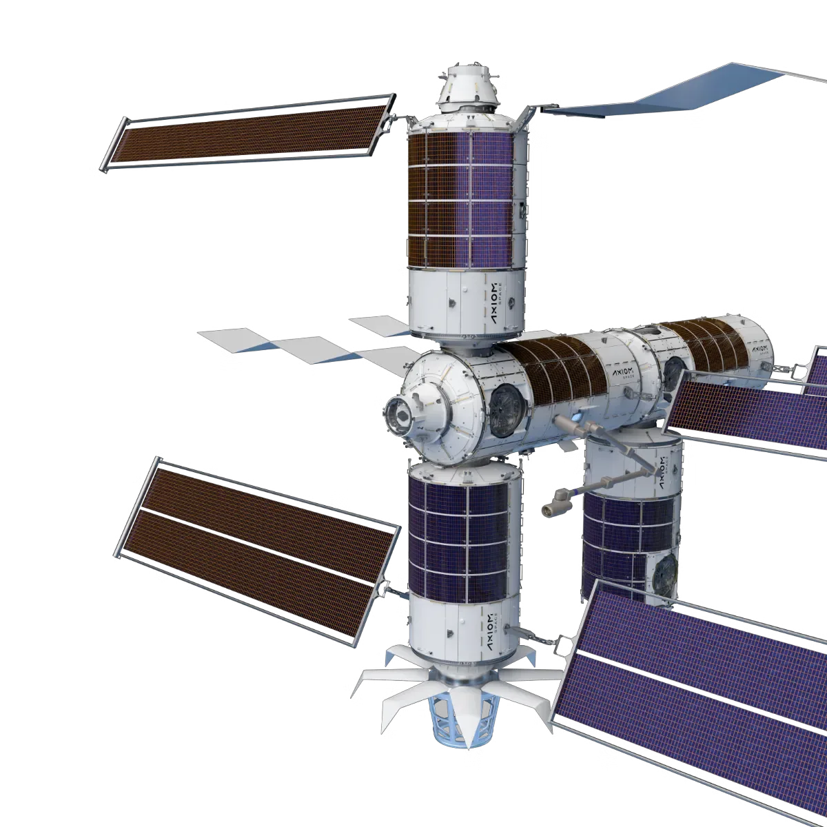 Render of the Axiom Station commercial space station modules in orbit