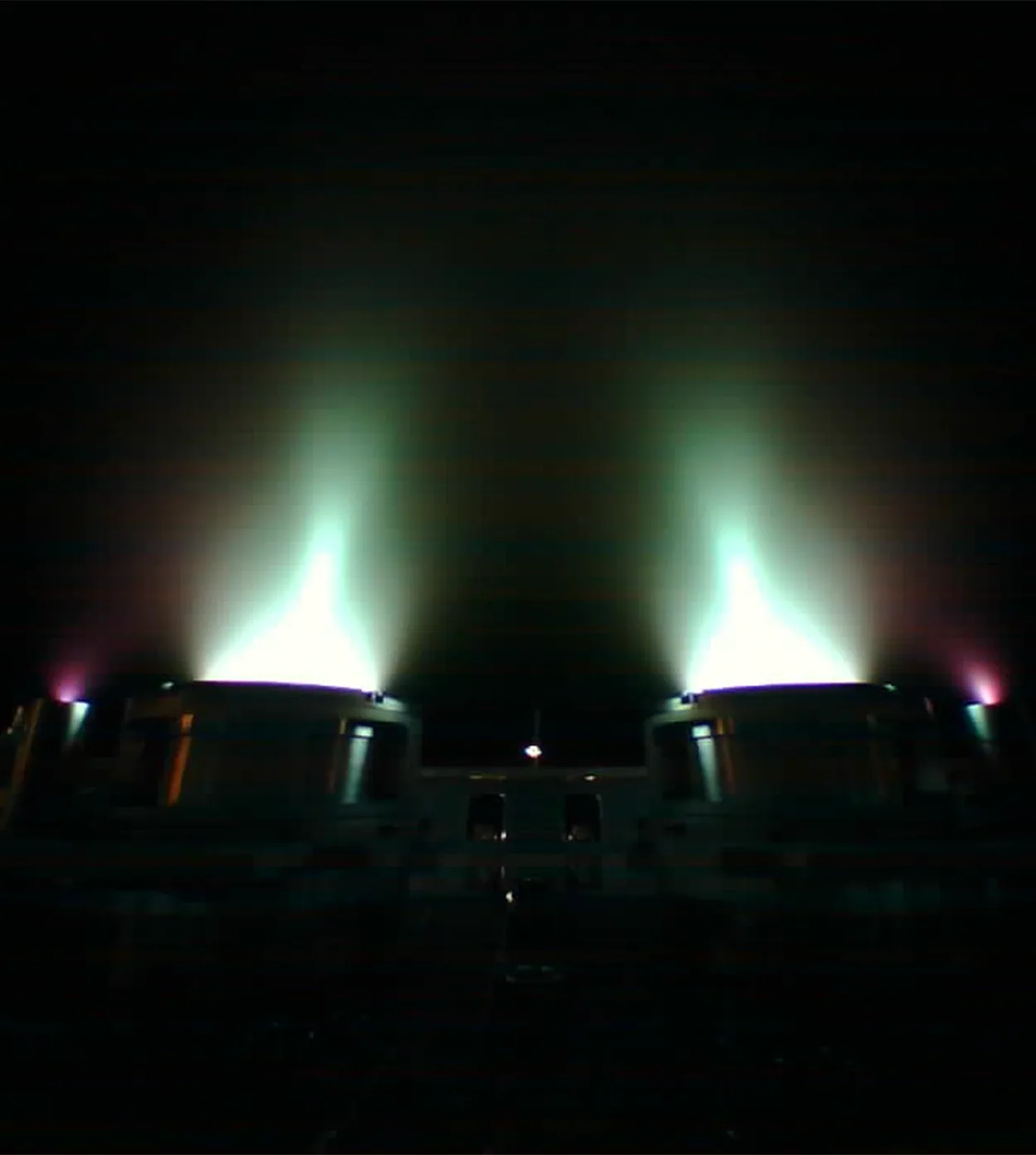 Two Exotrail spaceware Hall-effect thrusters firing during a test