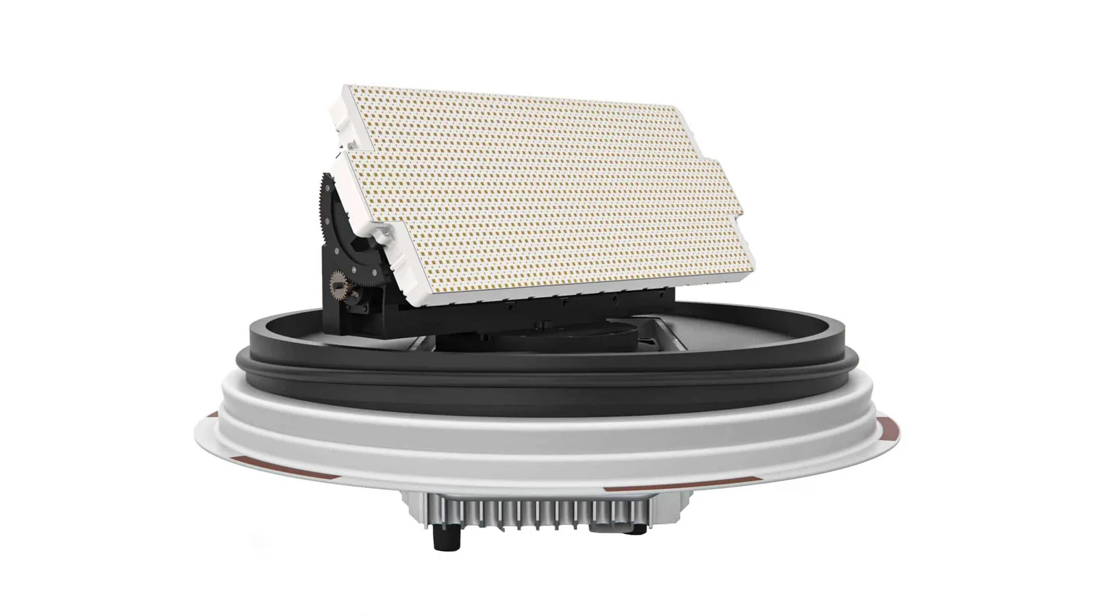 Get SAT Milli SAT satellite terminal with its flat antenna panel on a rotating base
