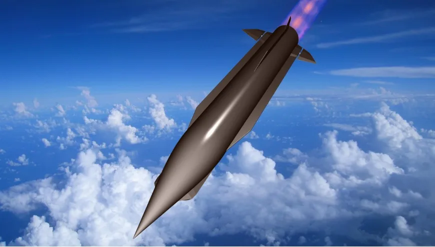 Rendering of Hypersonix's DART scramjet-powered hypersonic test vehicle flying above the clouds