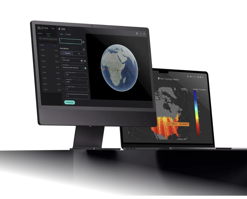 IENAI 360 mission analysis software shown on desktop and laptop screens
