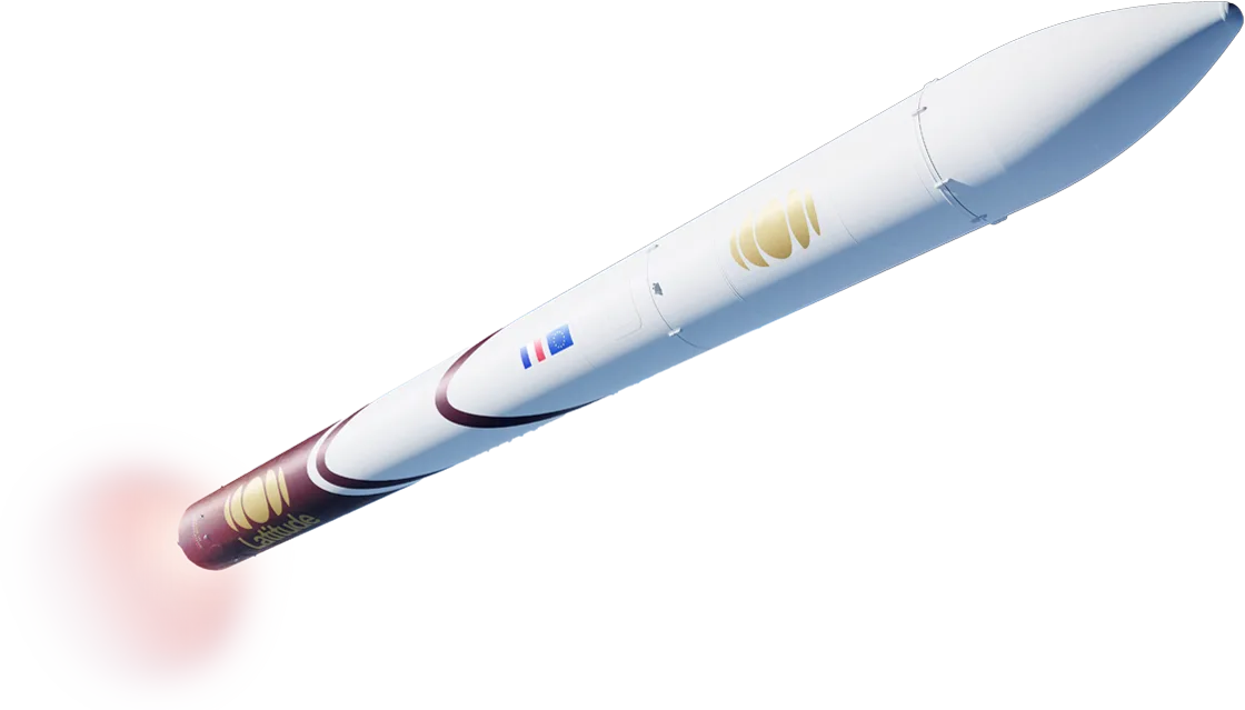 Illustration of the Latitude Zephyr small launch vehicle in flight