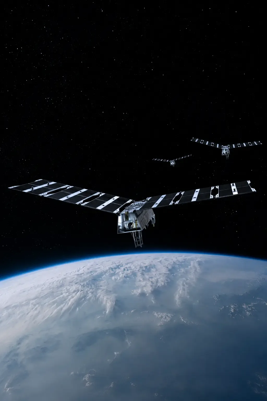Rendering of a Muon Space FireSat satellite in orbit above Earth