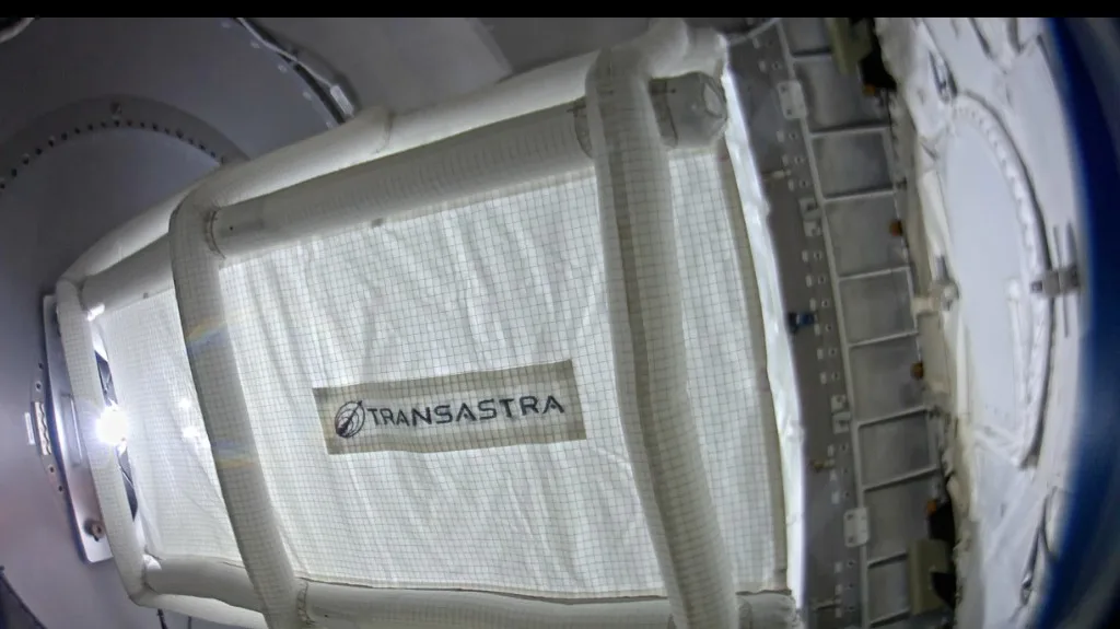 TransAstra's inflatable Capture Bag deployed inside the International Space Station during its 2025 demonstration